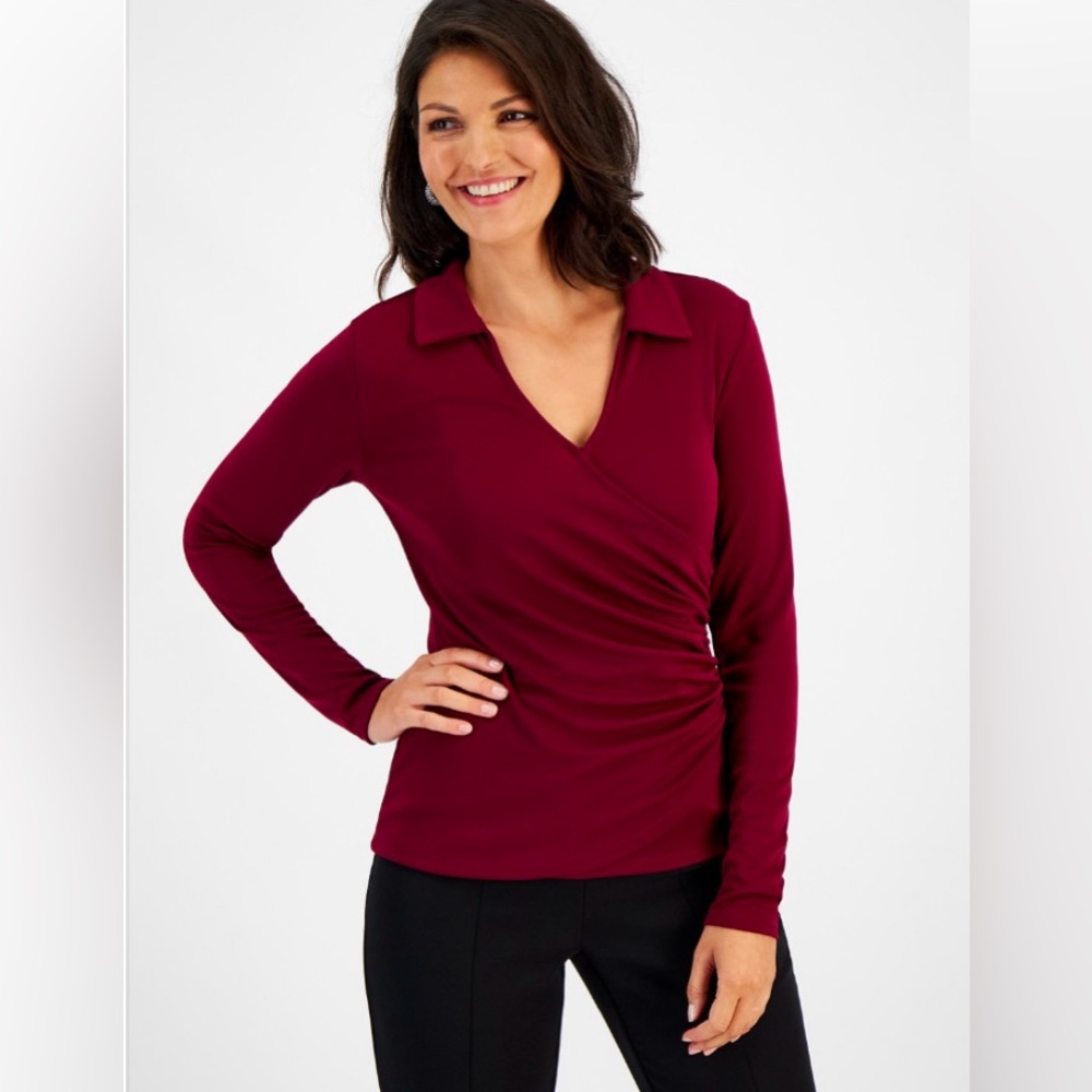 INC International Concepts Women's Side Ruched Top M